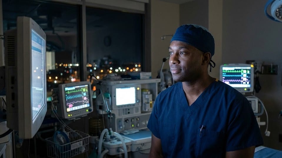 Certified Registered Nurse Anesthetist working overtime or on call in a hospital setting