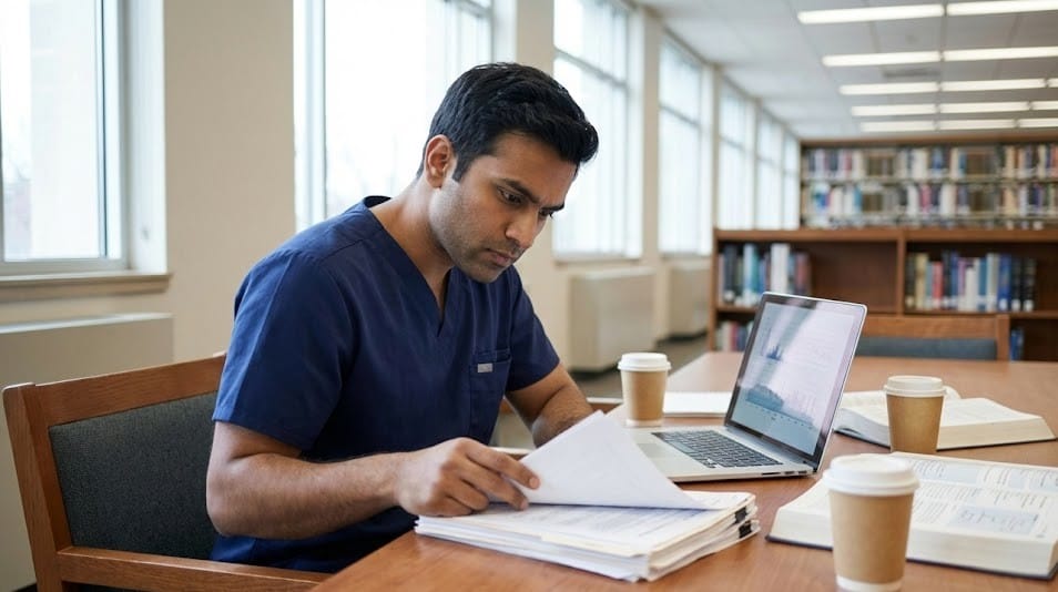 ICU nurse preparing for CRNA school application process