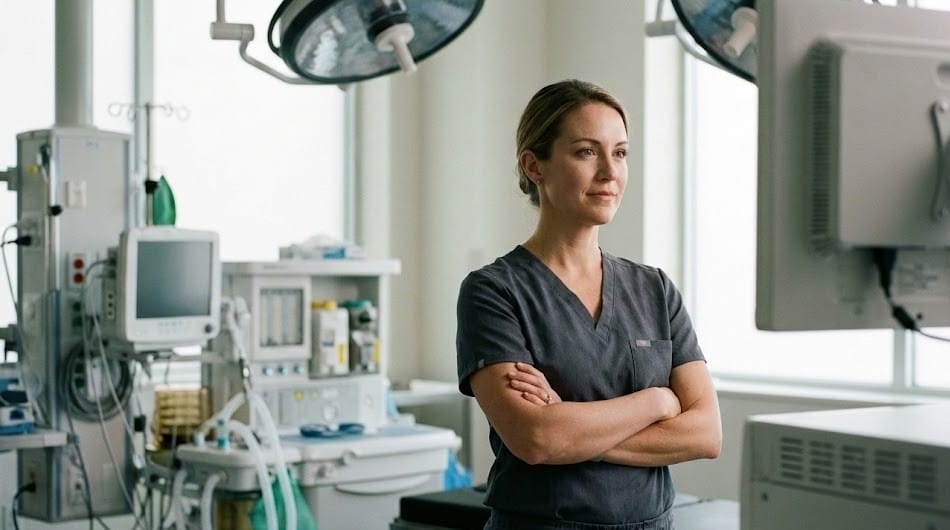 Nurse anesthetist working in an operating room under different anesthesia job models