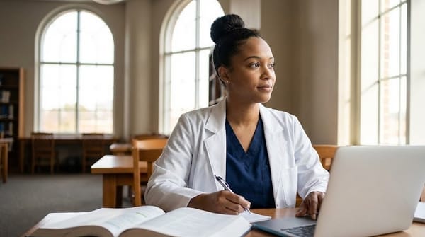 CRNA student studying and persisting through nurse anesthesia training